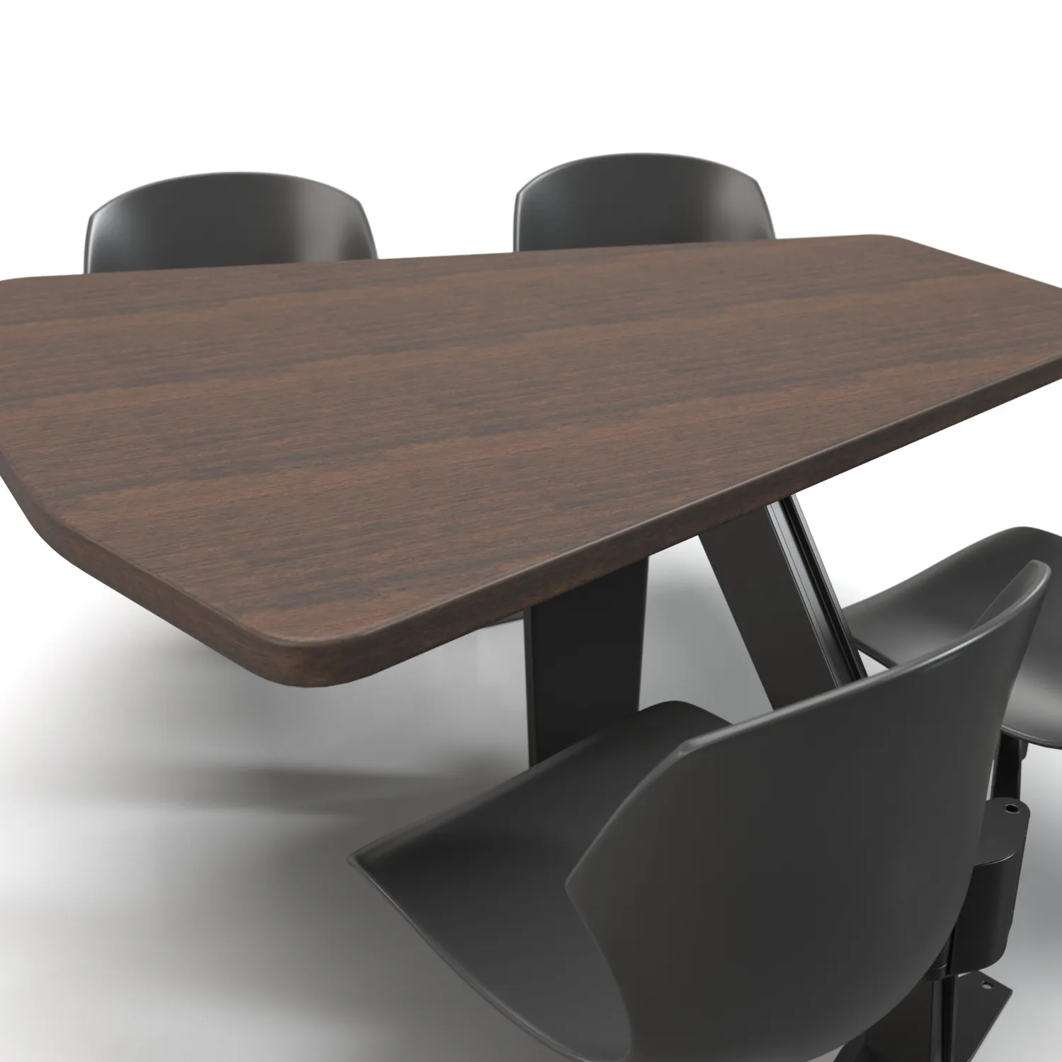 Shield Table with Plastic Bucket Seats PBR 3D Model_05